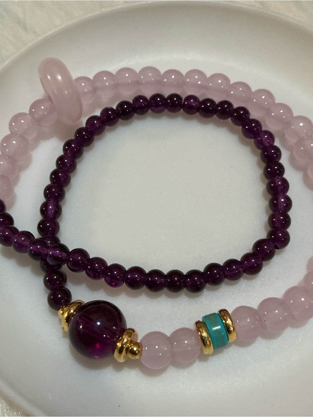Purple and pink beautiful bead wrap bracelet